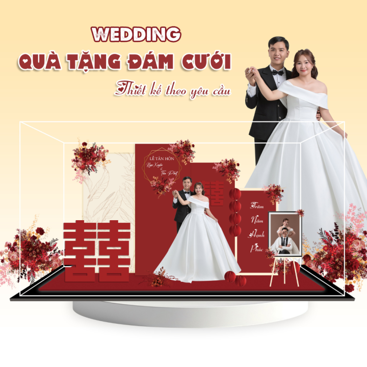 Mô hình lắp ghép chủ đề đám cưới size 24cm - Mẫu WD01 - Jelly and Jam