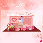 Standee lắp ghép mẫu Valentine 24cm
